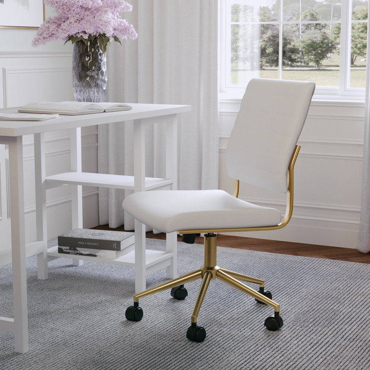 White ribbed desk online chair